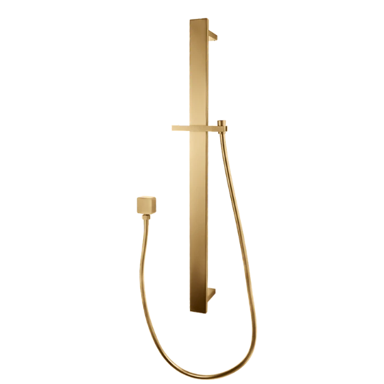 Square Wide Sliding Shower Rail without Handheld Shower (PVC Hose) Brushed Brass