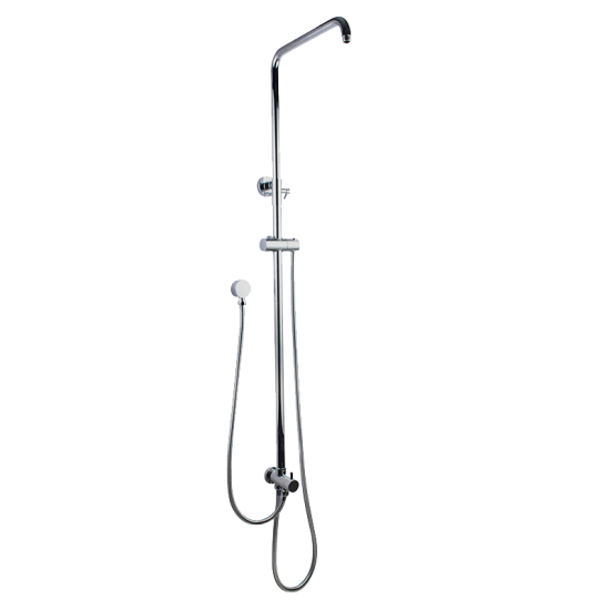 Round Top/Bottom Water Inlet Twin Shower Rail With Diverter (Stainless Steel Hose) Chrome