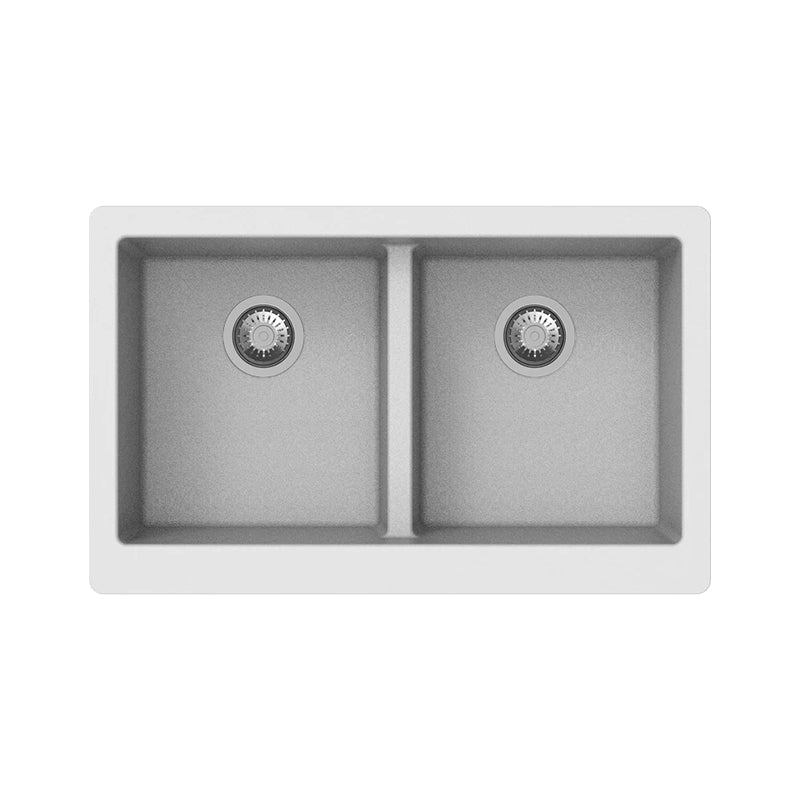 Granite Butler Sink Double Bowls Farmhouse Kitchen Laundry Sink Apron Front White 865x540x229mm