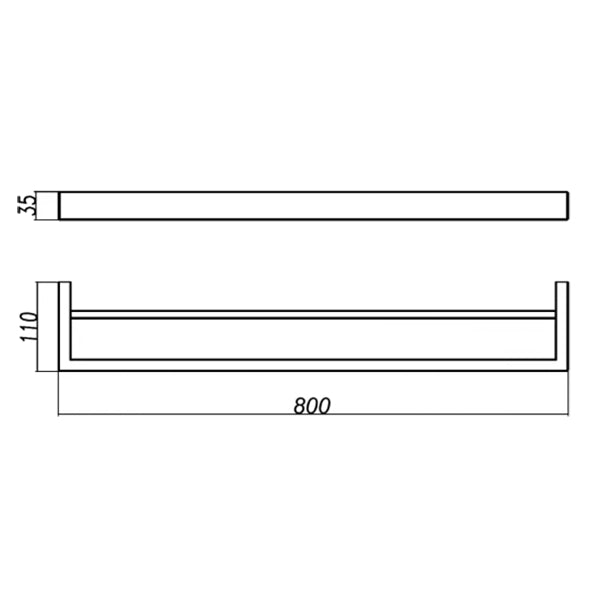 IVANO Series Double Towel Rail Black 600mm