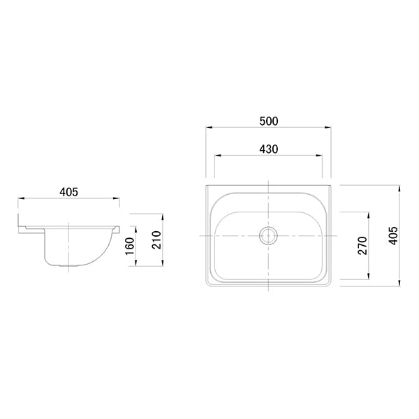 LAVASSA Stainless Steel Wall Hung Basin 500x405x160mm