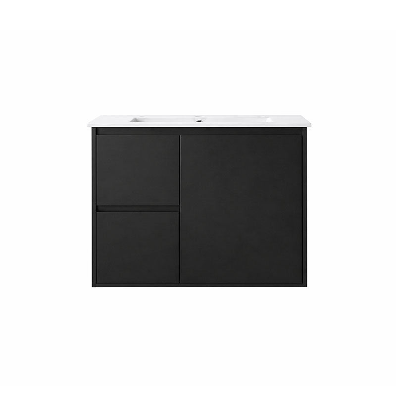 Sierra(Hung) Series Wall Hung Left Hand Drawer Matt Black Overall 730X355X520mm CABINET ONLY