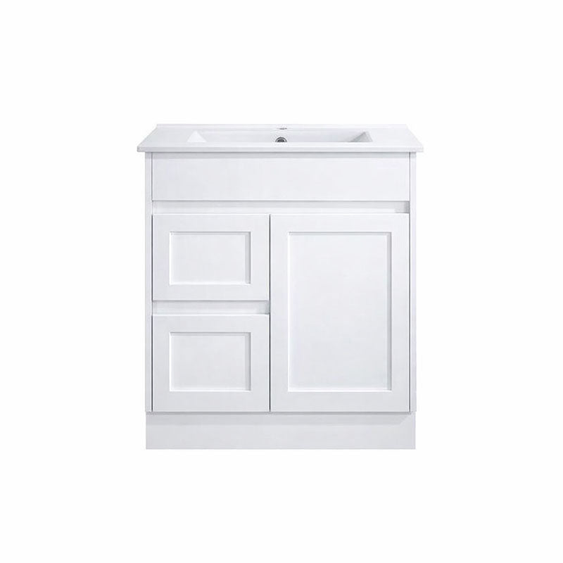 Vintage Series Left Hand Drawer Matt White Overall 730x455x855mm Vanity with Stone Top & Ceramic Undermount Basin