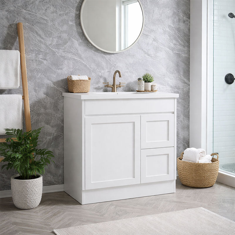 Vintage Series Right Hand Drawer Gloss White Overall 730x455x855mm Vanity with Ceramic Slimline Top (UV31)