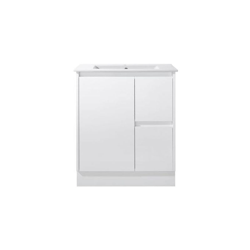 Moddoo Series Right Hand Drawer Gloss White Overall 730x455x855mm Vanity Set With Ceramic Slimline Top (UV31)