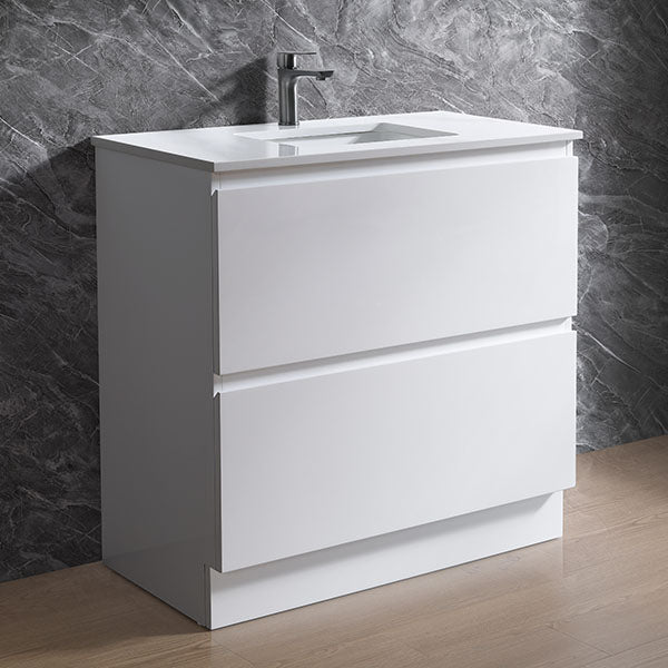Moddra Series Gloss White Overall 730x450x855mm Vanity Set With Ceramic Slimline Top (UV31)