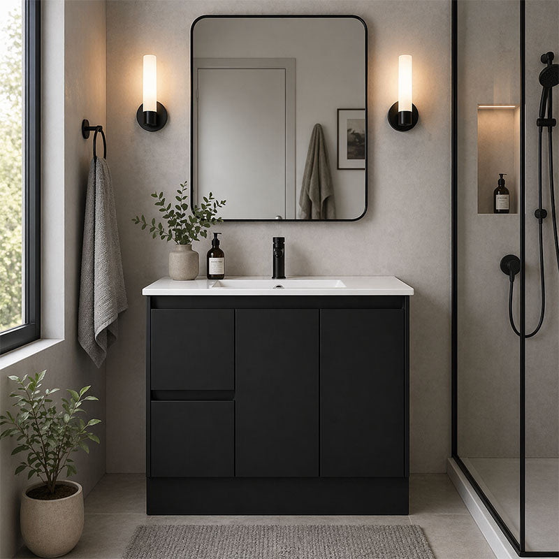 Sierra Series Left Hand Drawer Freestanding Matt Black Overall 880X355X855mm CABINET ONLY