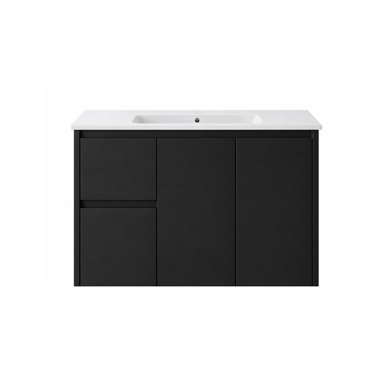 Sierra(Hung) Series Wall Hung Left Hand Drawer Matt Black Overall 880X355X520mm CABINET ONLY