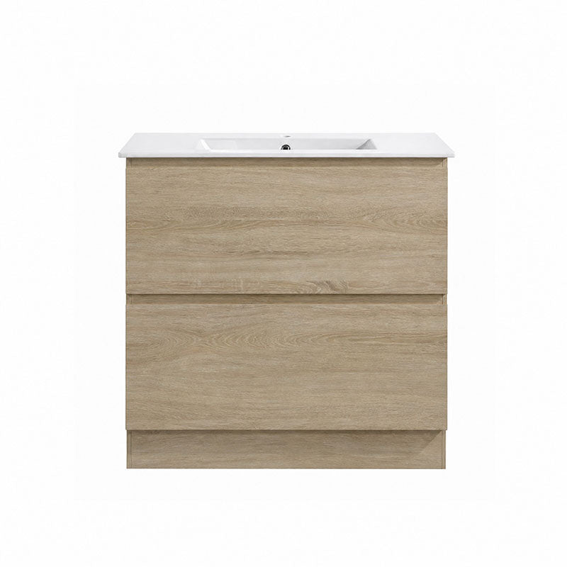 Moddra Series Natural Timber Overall 880x450x855mm Vanity Set With Flat Stone Bench Top