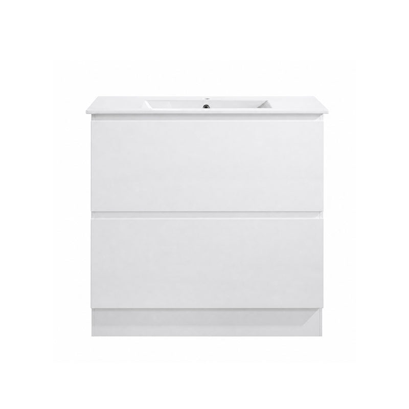 Moddra Series Gloss White Overall 880x450x855mm Vanity Set With Stone Top & Ceramic Undermount Basin