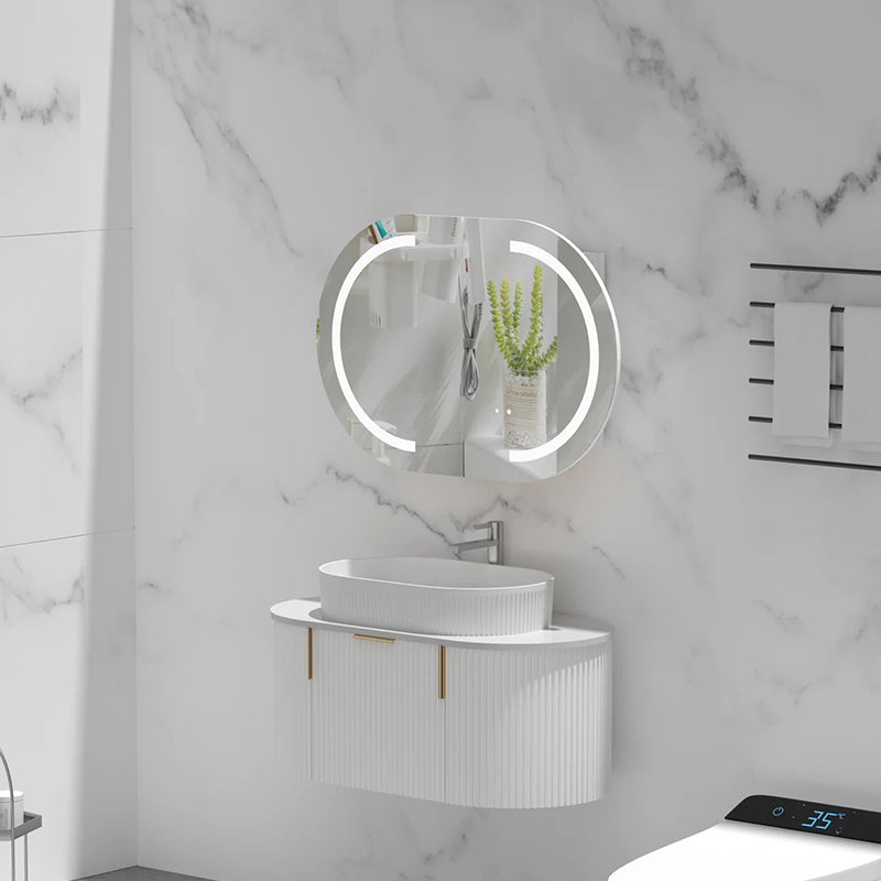 Carysil Mystic Oval LED Shaving Cabinet Matte White 900x600mm