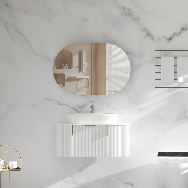 Carysil Mystic Oval Shaving Cabinet Matte White 900x600mm