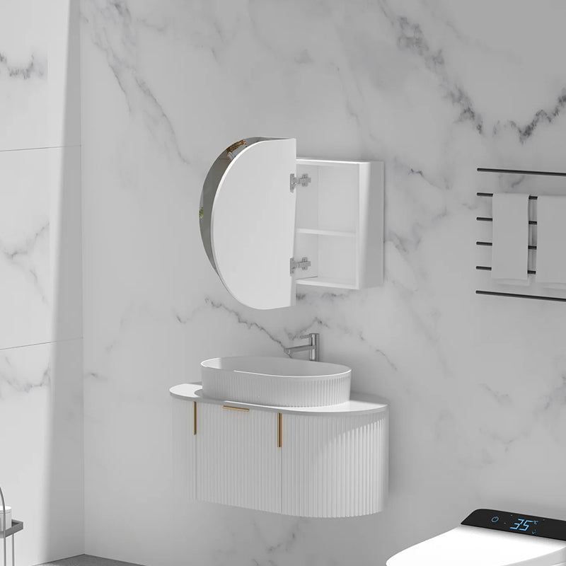 Carysil Mystic Oval Shaving Cabinet Matte White 900x600mm