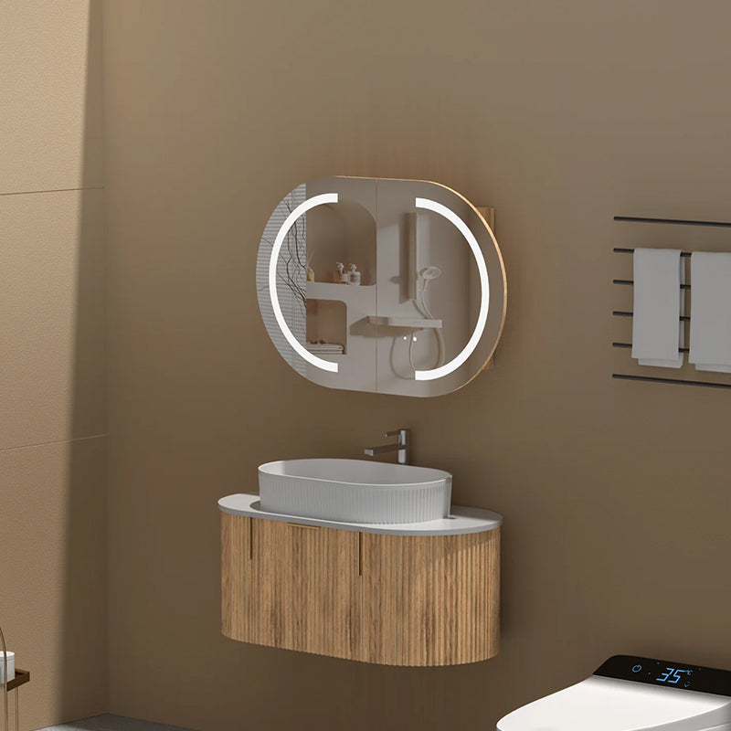 Carysil Mystic Oval LED Shaving Cabinet Walnut 900x600mm