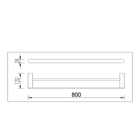 RUSHY Series Double Towel Rail Brushed Nickel 800mm