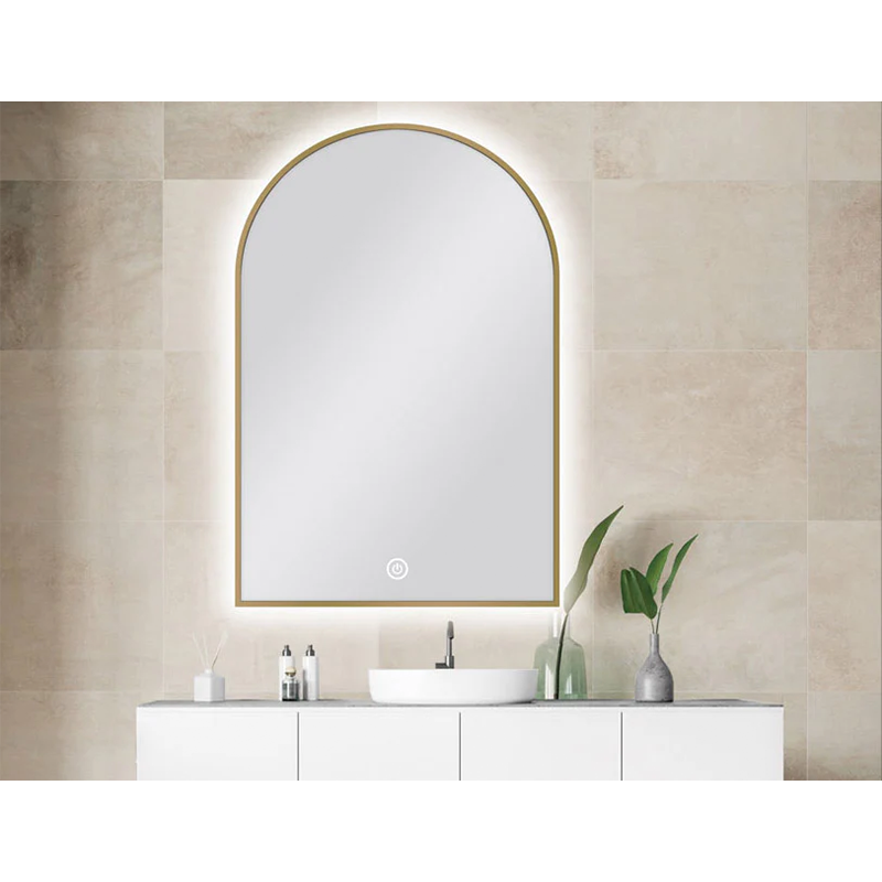 Arched Shape Framed Carysil LED Mirror Gold 600x900mm