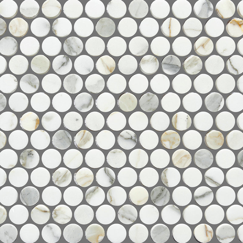 ARTEMIS CALACATTA GOLD PENNY ROUND HONED 23X23