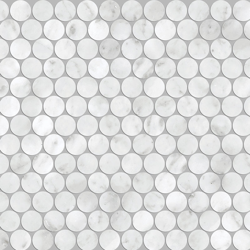 ARTEMIS CARRARA WHITE PENNY ROUND HONED 23X23
