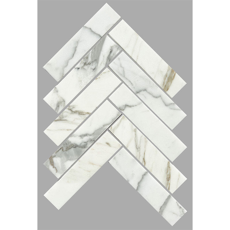 ARTEMIS CALACATTA GOLD WHITE HERRINGBONE HONED 35X150