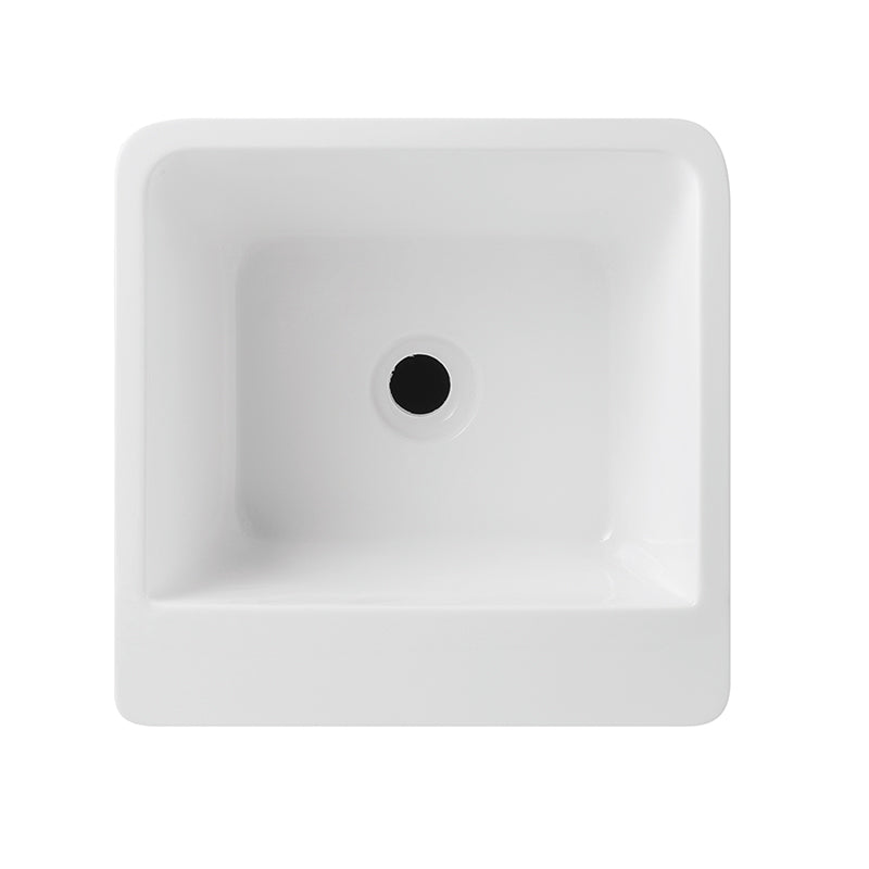 Free standing Basin With Overflow Square Gloss White 390x390x840mm