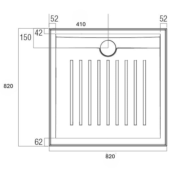 Access Polymarble Base 820x820 Rear Outlet Shower Base