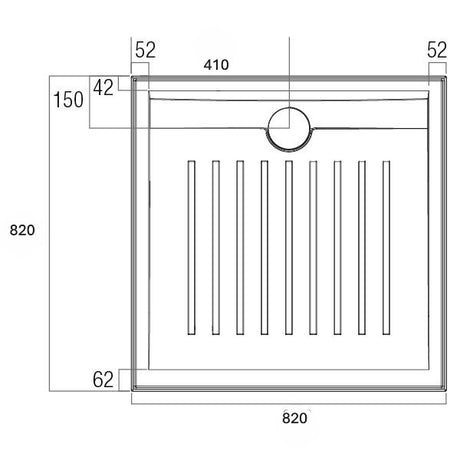 Access Polymarble Base 820x820 Rear Outlet Shower Base