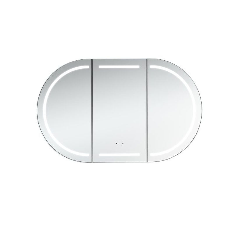 LED Amber Collection Oval Shaving Cabinet Natural Timber 1200x750x145mm