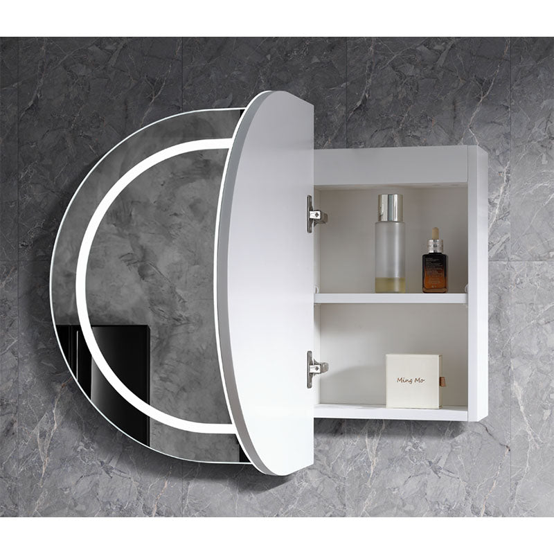 LED Amber Collection Oval Shaving Cabinet Matt White 900x600x145mm