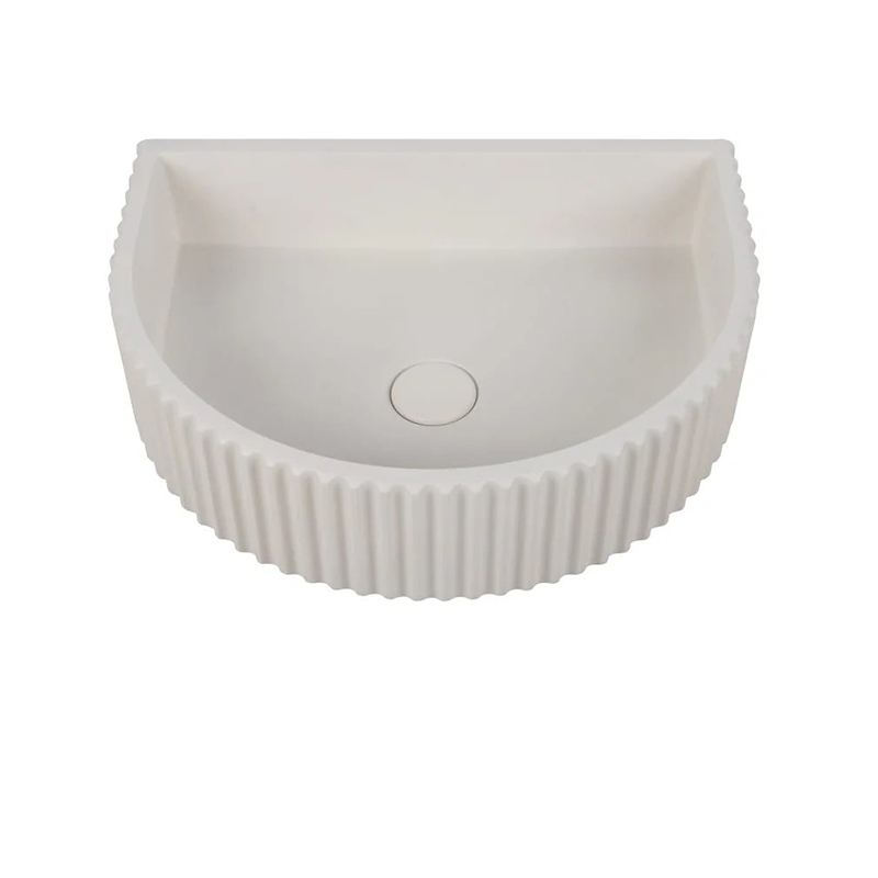 Arch Counter Fluted Concrete Basin (Waste Included)