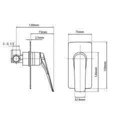 AU Series Square Shower/Bath Wall Mixer Black