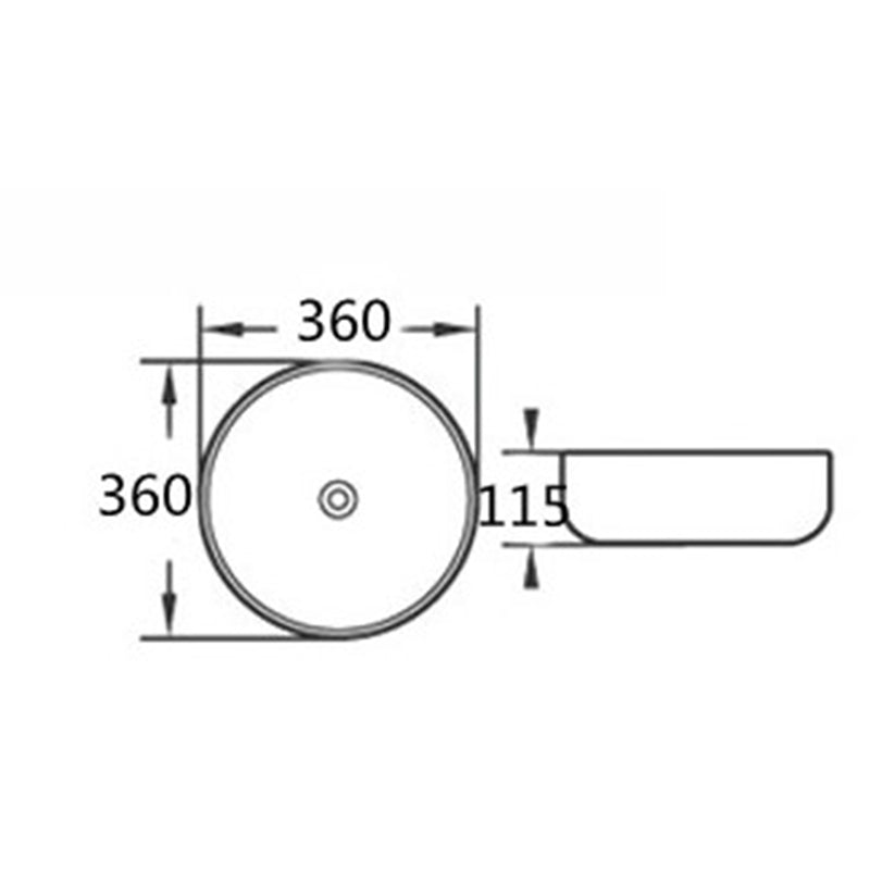 Above Counter Round Basin Matte Black 360x360x115mm