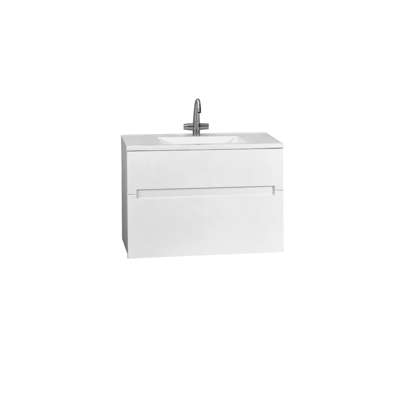 BELLA Wall Hung Vanity Ceramic Top 1 Tap Hole 2 Soft Closing Drawers White Gloss Finish 890x455x600mm