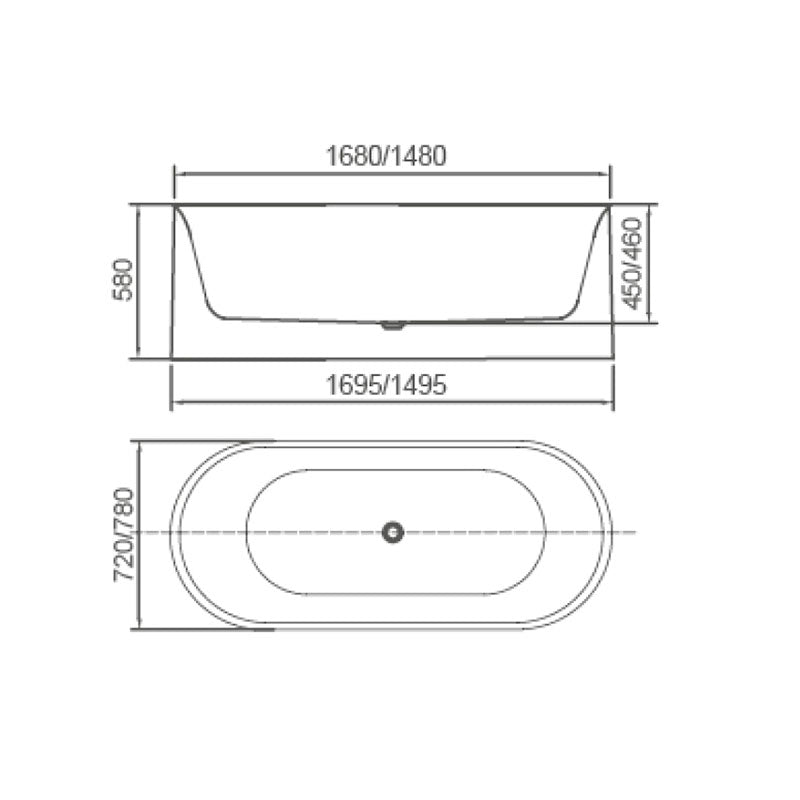 PIAZA RD Free Standing Bath Tub in Matte White 1700mm