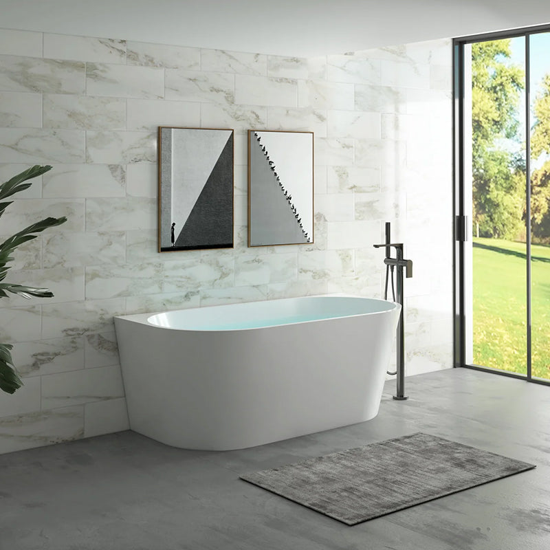 Jade Back To Wall Matt White Bathtub 1700x800x600mm
