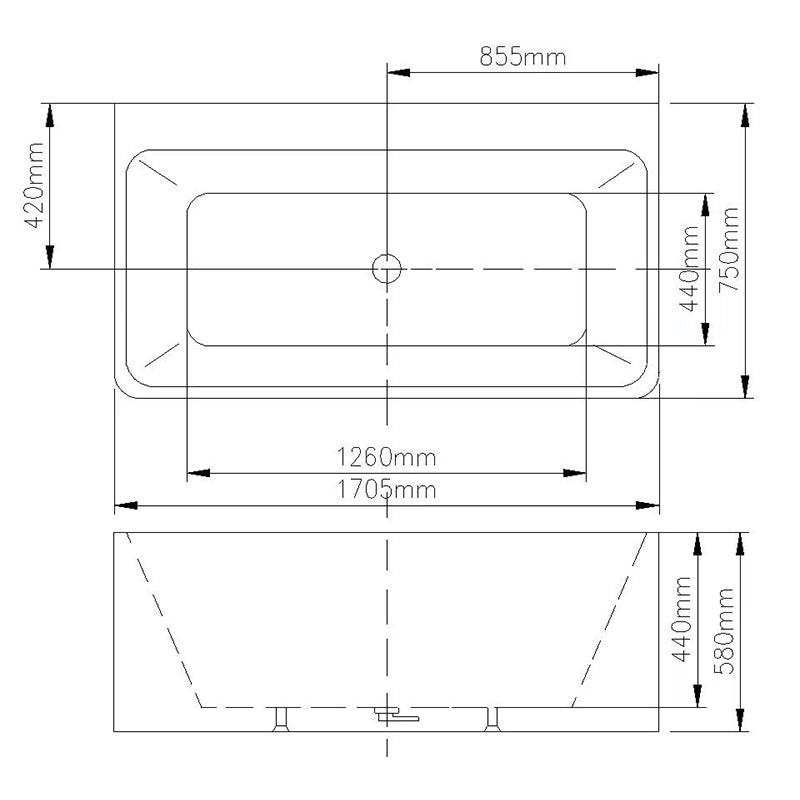 STELLA Free Standing Back to Wall Bath 1700mm