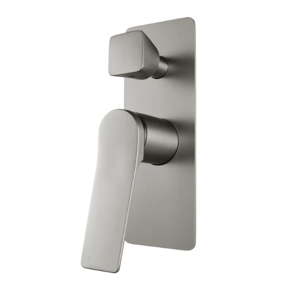 RUSHY Series Square Wall Mixer With Diverter (color up) Brushed Nickel