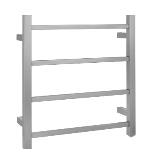 Square Electric Heated Towel Rack 4 Bars Brushed Nickel