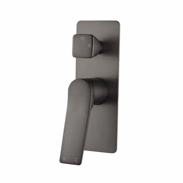 RUSHY Series Square Wall Mixer With Diverter (color up) Gun Metal Grey