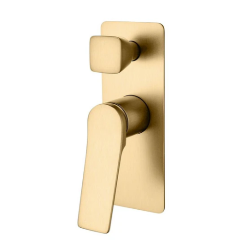 RUSHY Series Square Wall Mixer With Diverter (color up) Brushed Brass