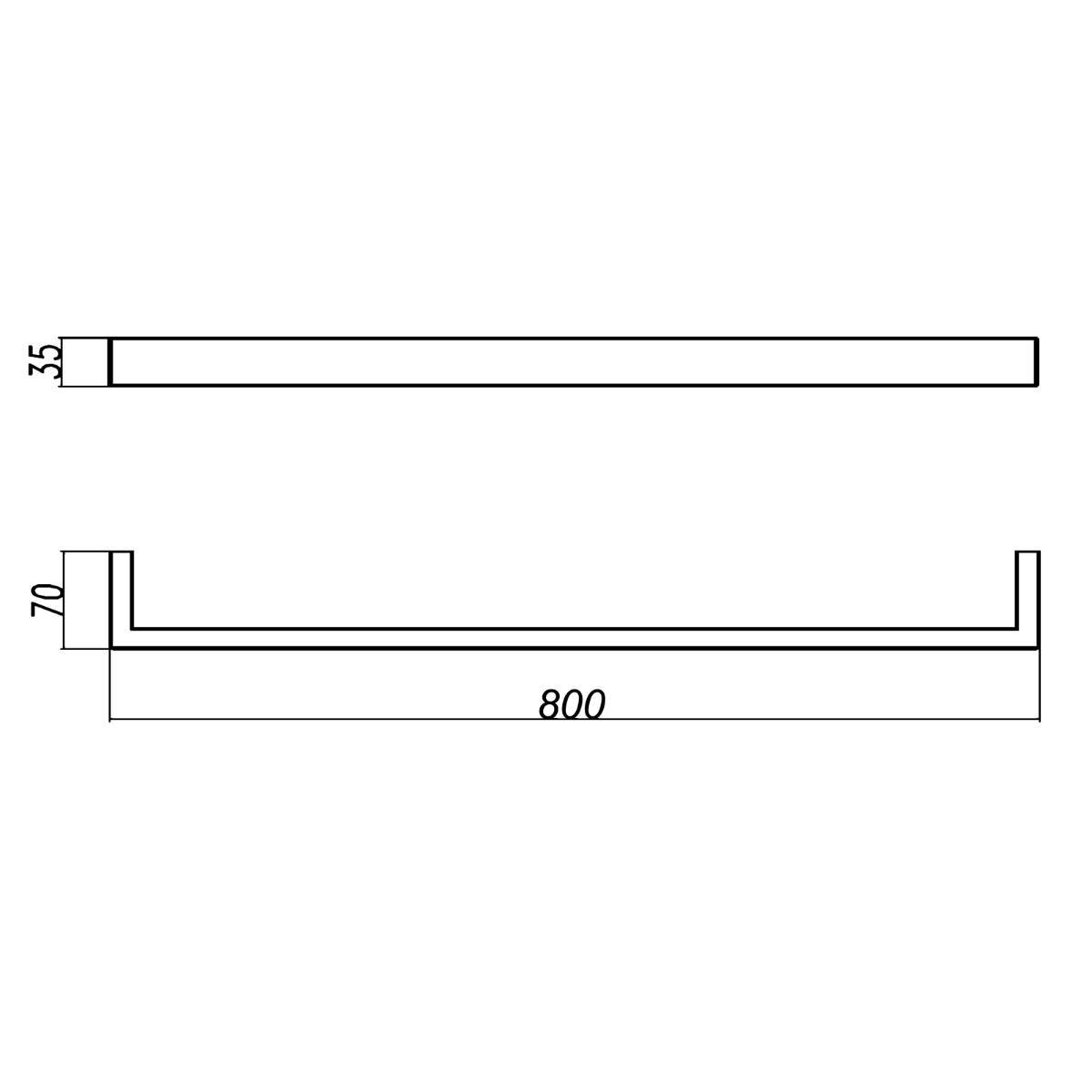 IVANO Series Single Towel Rail Gun Metal Grey 800mm