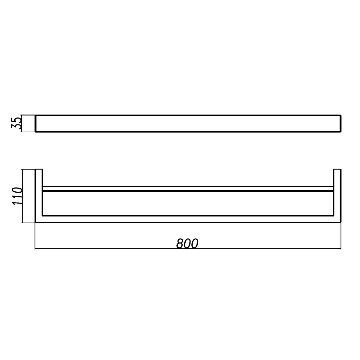 IVANO Series Double Towel Rail Brushed Brass 800mm