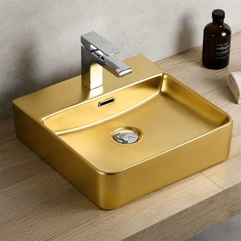 Ceramic Basin Series Above Counter Matt Gold 370x370x120mm