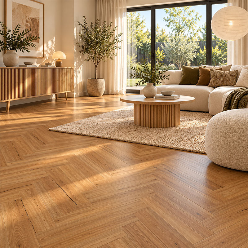 AquaCore Signature Hybrid Herringbone Flooring Blackbutt 635x127x9mm