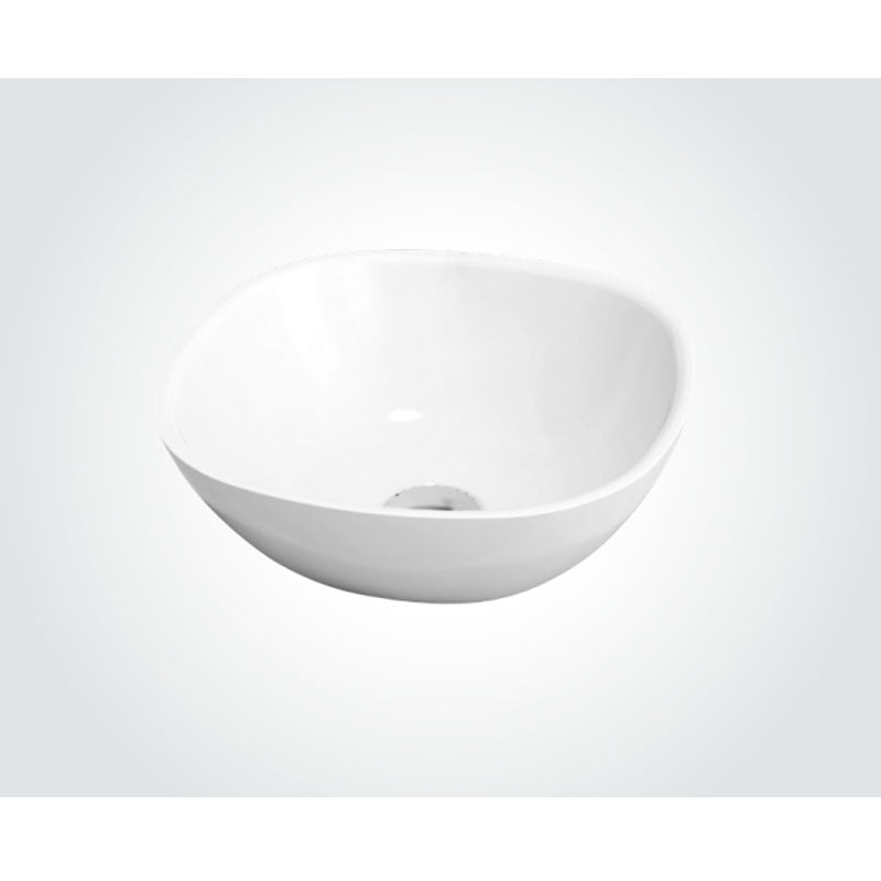Solid Surface Basin Series Blanche Above Counter Gloss White 350x350x130mm