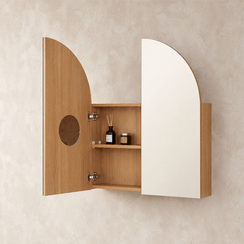 Boston Half Moon Shaving Cabinet Rosewood 800x900x145mm