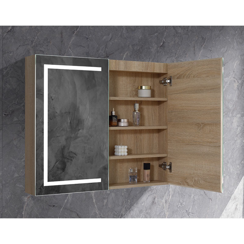 Brighton LED Pencil Edge Shaving Cabinet Natural Timber 900x750x150mm