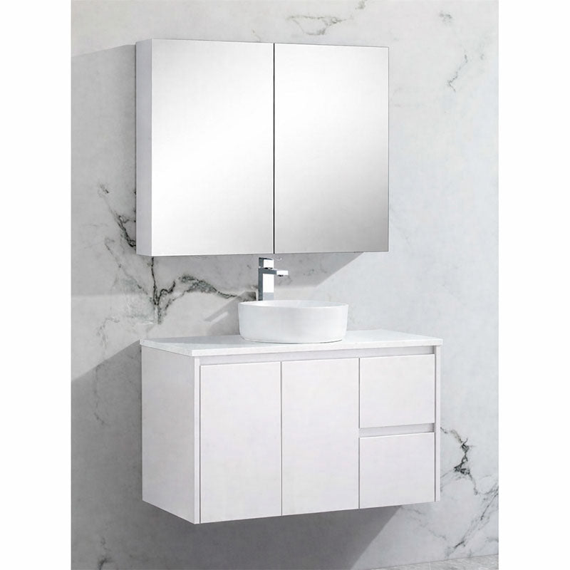 Brighton Pencil Edge Shaving Cabinet Matt White 900x750x150mm
