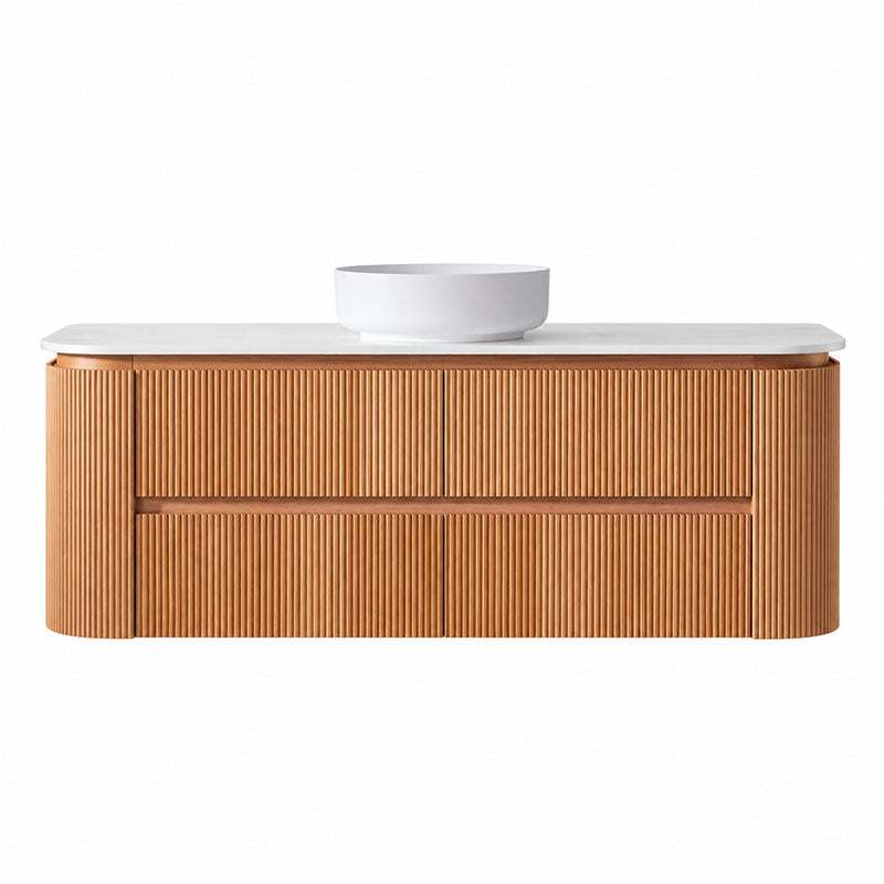 Bristol Series Wall Hung Vanity Single Bowl Rosewood 1480x455x540mm With Flat Stone Top
