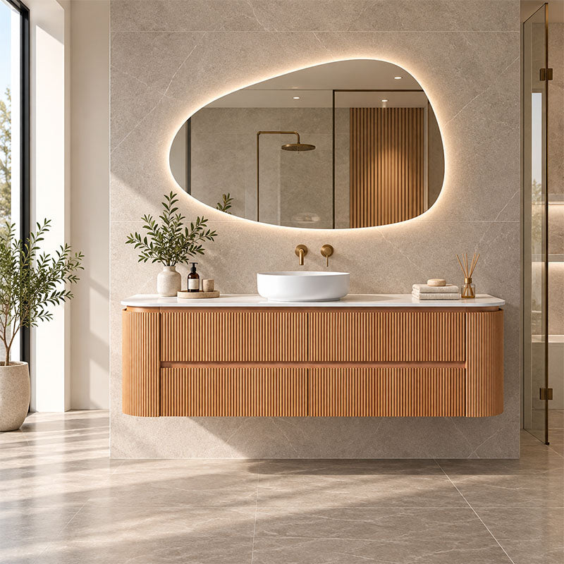 Bristol Series Wall Hung Vanity Single Bowl Rosewood 1480x455x540mm With Flat Stone Top
