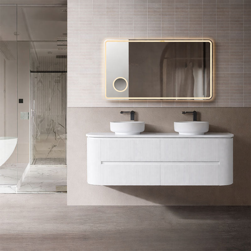 Bristol Series Wall Hung Double Bowl Matt White 1480x455x540mm CABINET ONLY